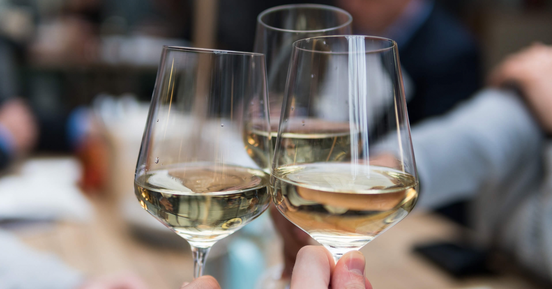 A group of people holding wine glasses