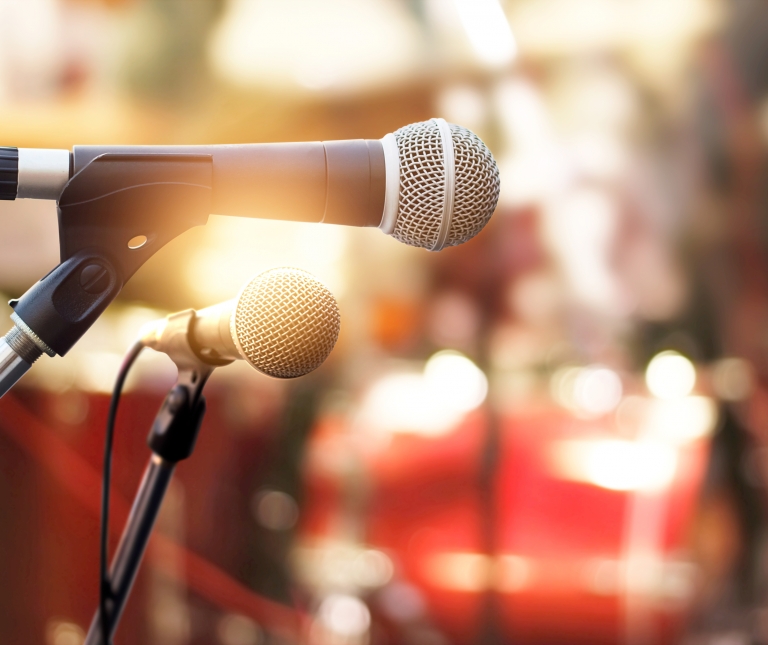 A close-up of a microphone