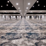 A room with a carpeted floor