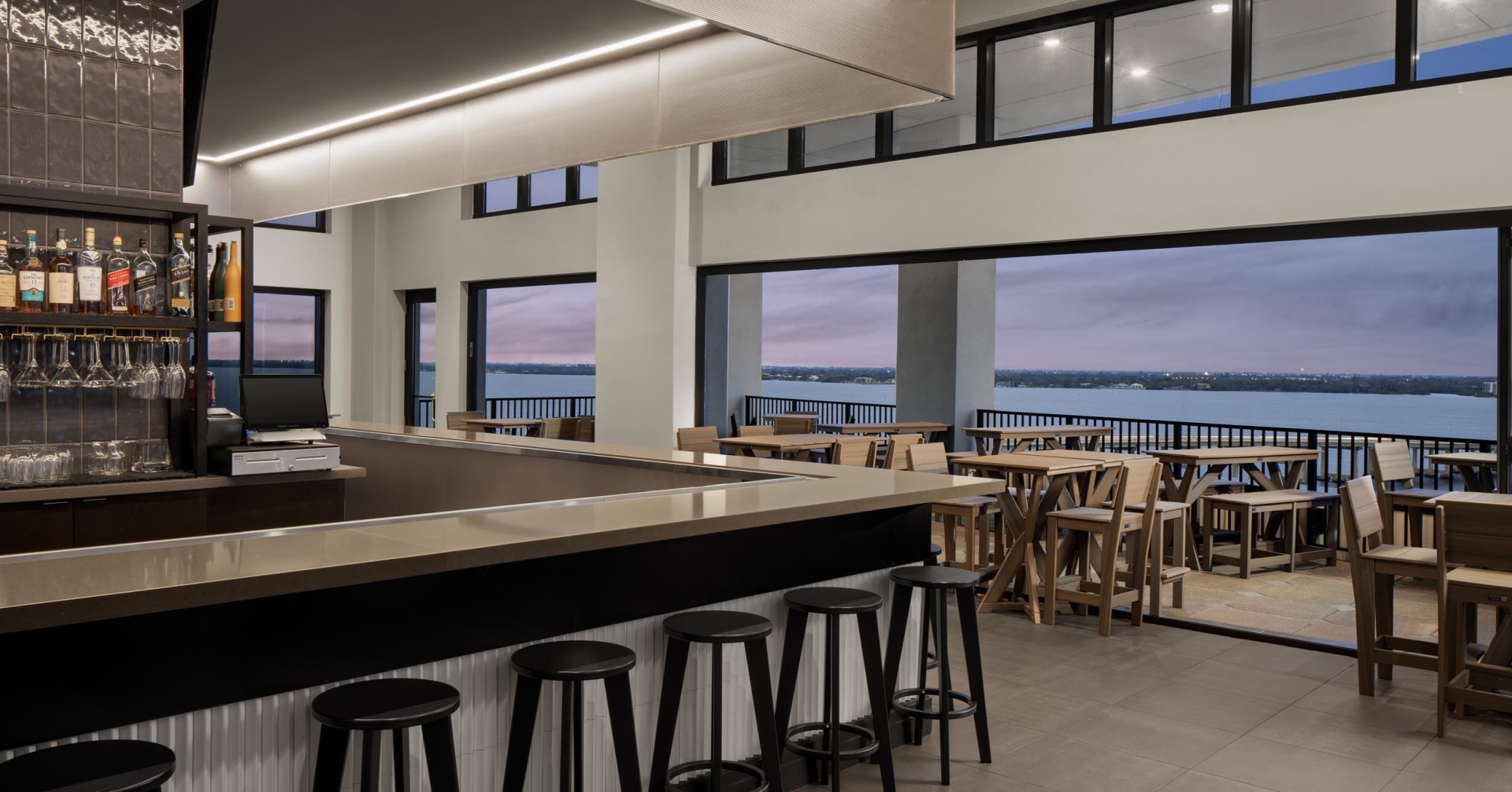 A room with tables and chairs